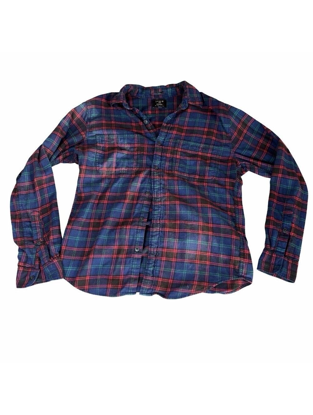 J.Crew Mens Slim Fit Flannel Shirt Blue Red Plaid Long Sleeve Size M